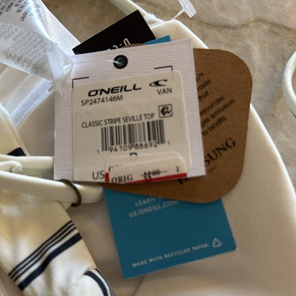 O'Neill VANILLA Classic Stripe Seville Bikini Swim Top, US D *see note - Picture 9 of 10